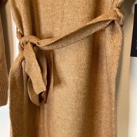 Rachel and Zoe Size 2X Long Sweater Dress with Tie Light Brown Turtleneck NWt - Picture 4 of 6